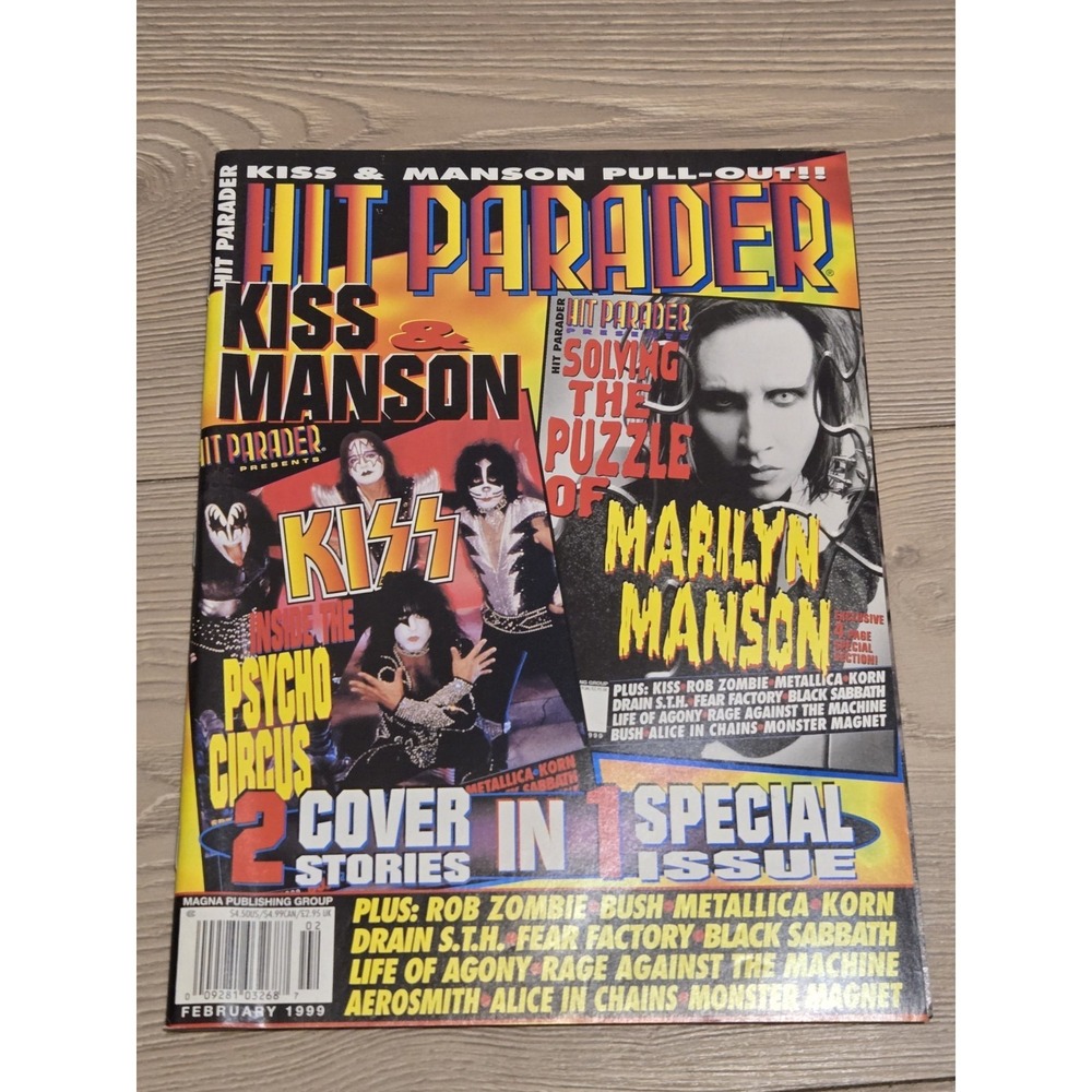 Hit Parader Magazine February 1999 Complete /w Poster Marilyn Manson KISS
